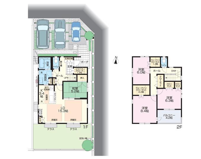 Floor plan. (No.1), Price 35,800,000 yen, 4LDK+3S, Land area 162.95 sq m , Building area 120 sq m