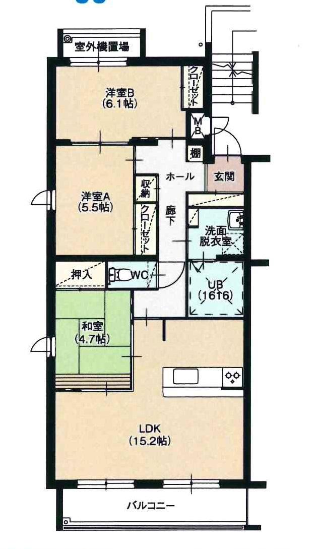 Floor plan. 3LDK, Price 14.9 million yen, Footprint 74.4 sq m , Balcony area 7.41 sq m