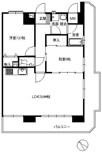 Floor plan. 2LDK, Price 7.5 million yen, Occupied area 67.31 sq m , Balcony area 28.12 sq m