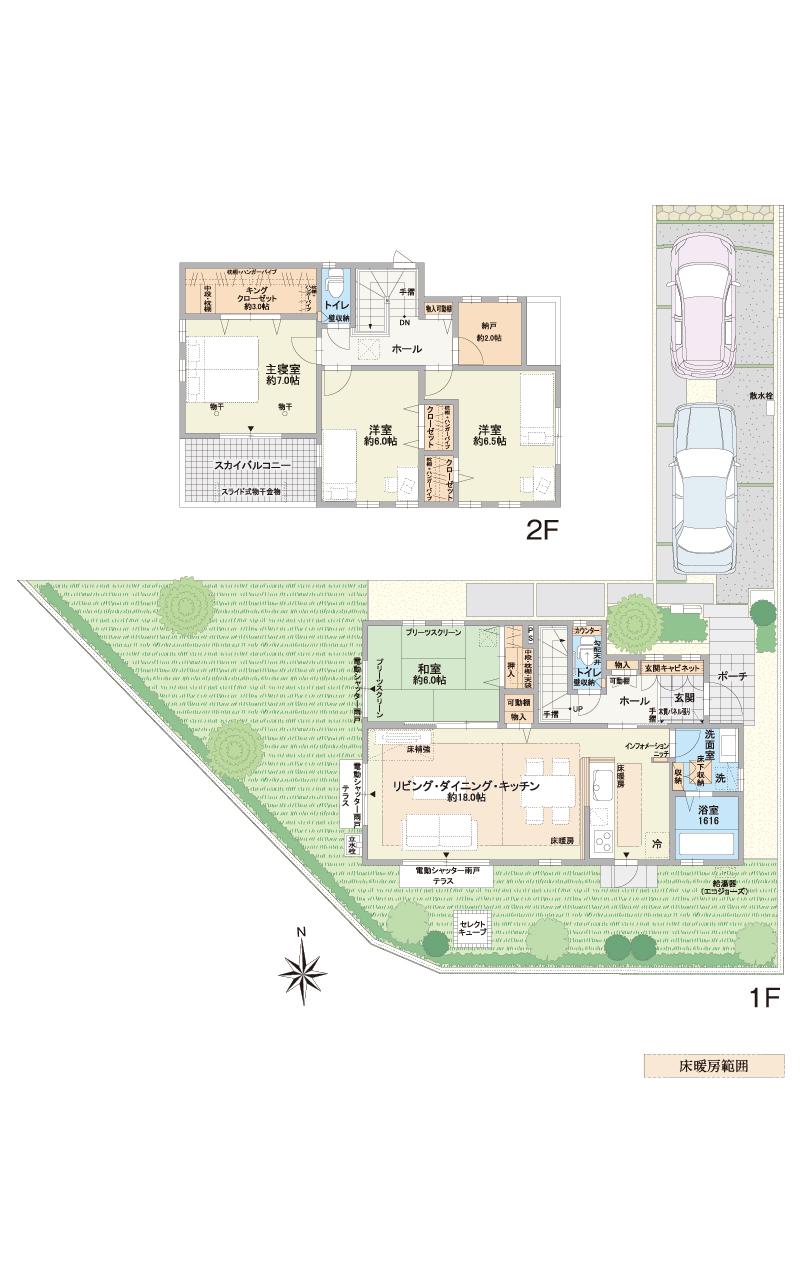 Floor plan. In the green of the beautiful "city of gardens", The joy of the things that live in the pleasant "tree house", Will gift you from "Gardens Avenue" of Sumitomo Forestry. 