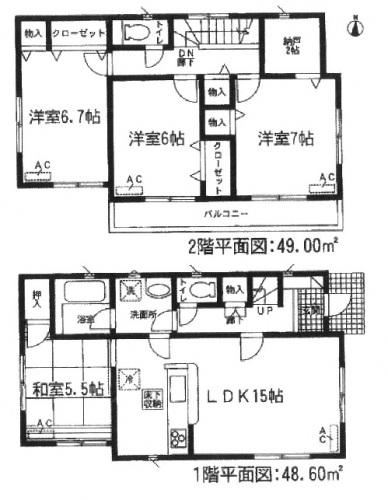 Floor plan. (3 Building), Price 24,900,000 yen, 4LDK+S, Land area 129.25 sq m , Building area 97.6 sq m