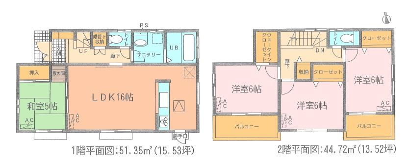 Floor plan. (3 Building), Price 28.8 million yen, 4LDK, Land area 141.75 sq m , Building area 96.07 sq m