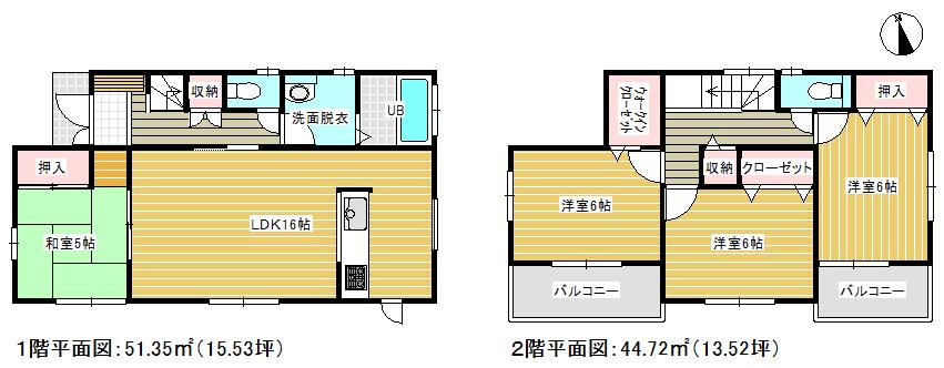 Floor plan. (3 Building), Price 28.8 million yen, 4LDK, Land area 141.75 sq m , Building area 96.07 sq m