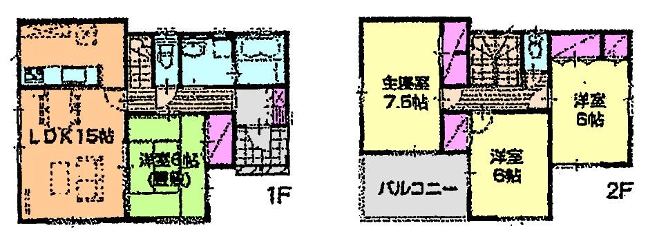 Floor plan. (Building 2), Price 21,400,000 yen, 4LDK, Land area 160.04 sq m , Building area 98.54 sq m
