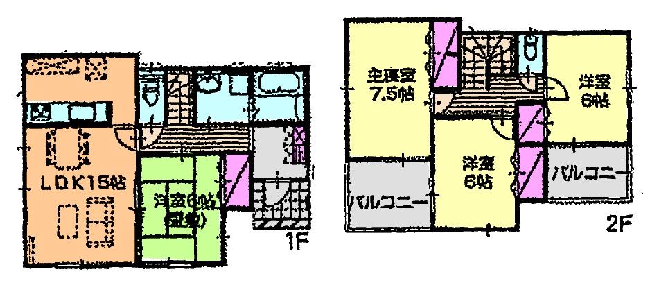 Floor plan. (3 Building), Price 21,400,000 yen, 4LDK, Land area 166.76 sq m , Building area 98.12 sq m