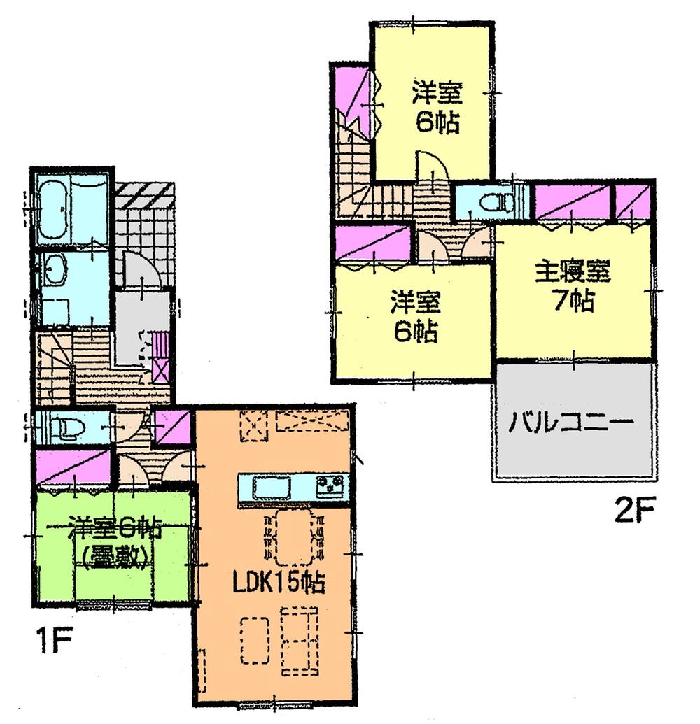Floor plan. (6 Building), Price 19,400,000 yen, 4LDK, Land area 174.28 sq m , Building area 98.94 sq m