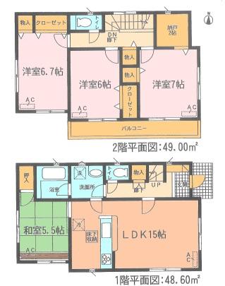 Floor plan. (3 Building), Price 24,900,000 yen, 4LDK+S, Land area 129.25 sq m , Building area 97.6 sq m