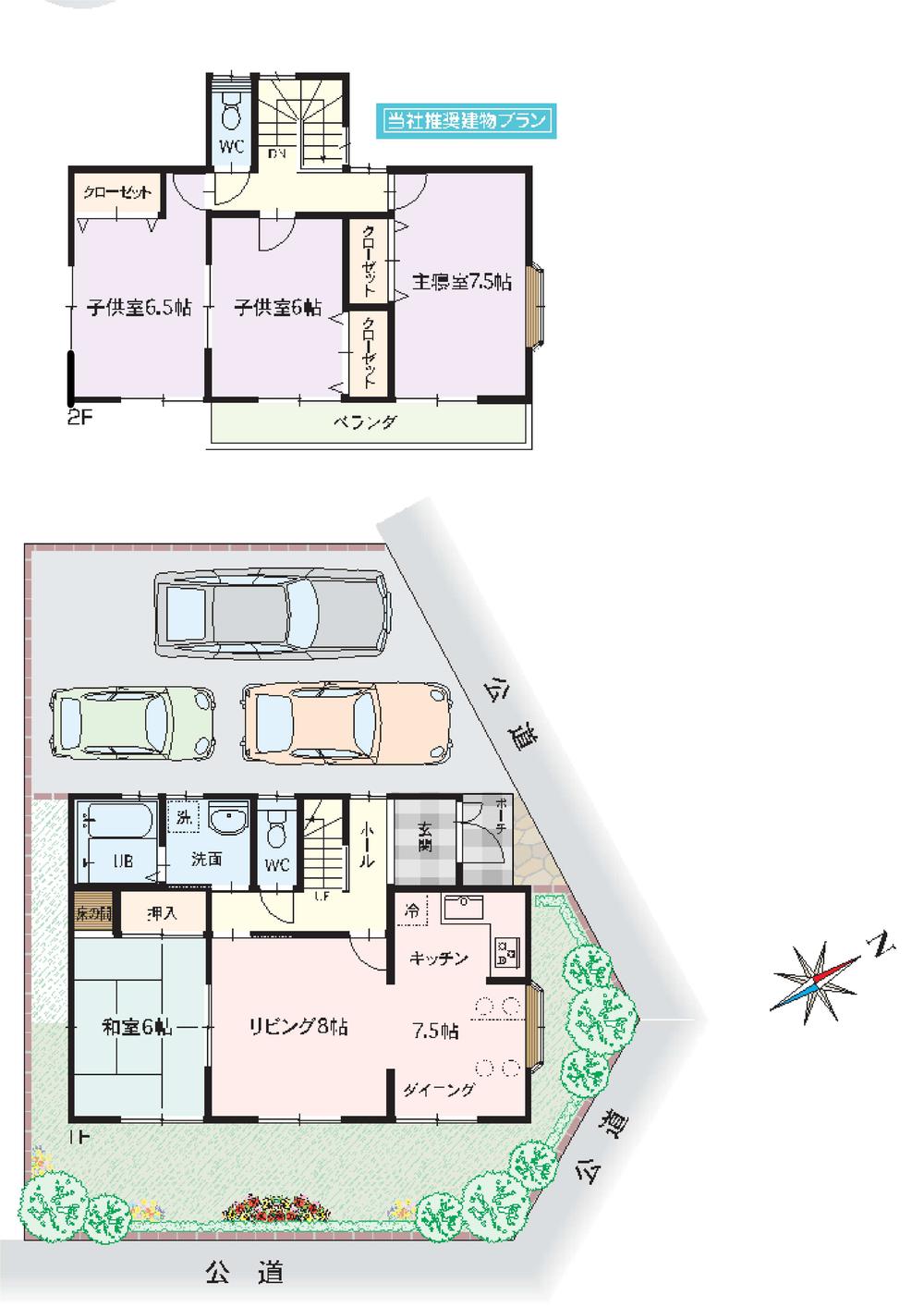 Compartment view + building plan example. Building plan example (A) 4LDK, Land price 11,450,000 yen, Land area 137.65 sq m , Building price 19,640,000 yen, Building area 103.51 sq m