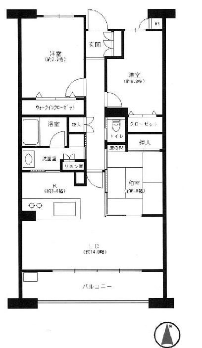 Floor plan. 3LDK, Price 18,800,000 yen, Footprint 86.2 sq m , Balcony area 11.46 sq m