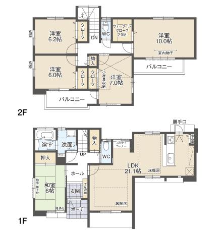 Floor plan. (F Building), Price 31,800,000 yen, 5LDK, Land area 159.6 sq m , Building area 133.47 sq m