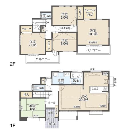 Floor plan. Sunny Building F. The model room by all means, please visit!