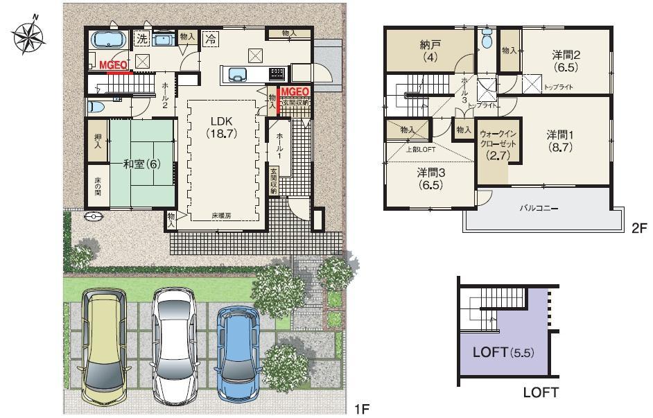 Floor plan. (GENIUS YuOsamu of house (8-16)), Price 43,800,000 yen, 4LDK, Land area 188.27 sq m , Building area 140.74 sq m