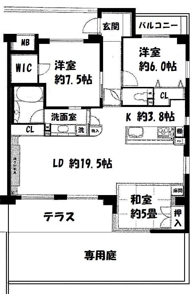 Floor plan. 3LDK, Price 17,900,000 yen, Occupied area 93.52 sq m