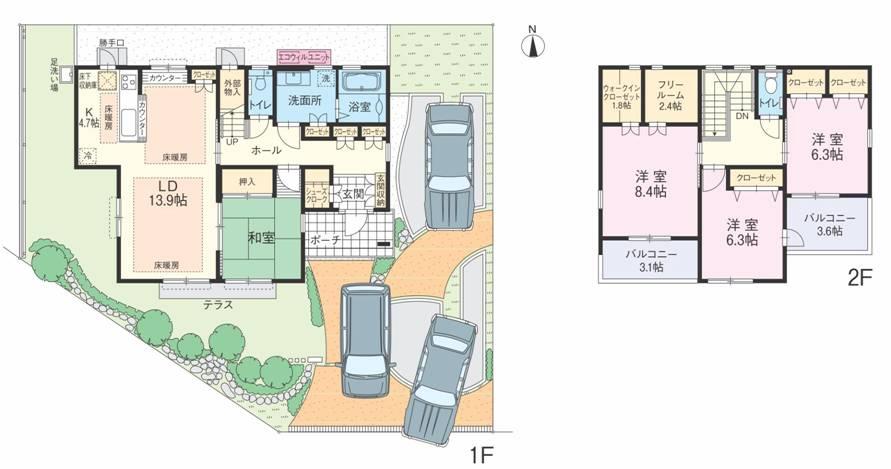 Floor plan. (Third-order sale No, 4), Price 39,900,000 yen, 4LDK+2S, Land area 212.02 sq m , Building area 126 sq m