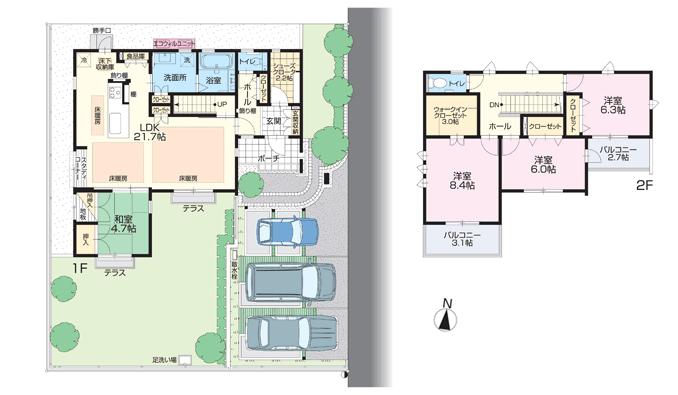 Floor plan. (Town secondary No1 of Blue Sky), Price 41,600,000 yen, 4LDK+2S, Land area 224.9 sq m , Building area 126.75 sq m