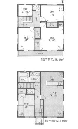 Floor plan. (3 Building), Price 22,900,000 yen, 4LDK+S, Land area 146.97 sq m , Building area 102.87 sq m