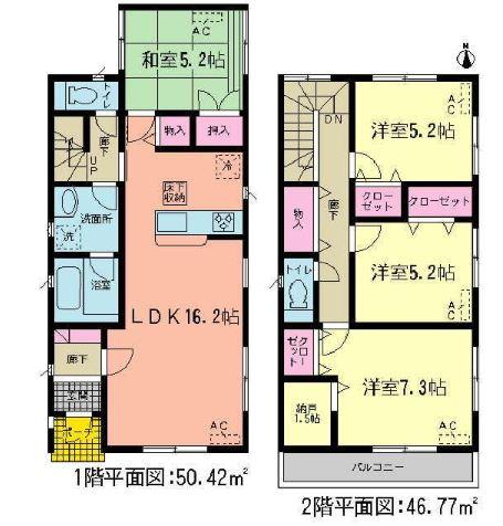 Floor plan. (Building 2), Price 24.5 million yen, 4LDK+S, Land area 128.59 sq m , Building area 97.19 sq m