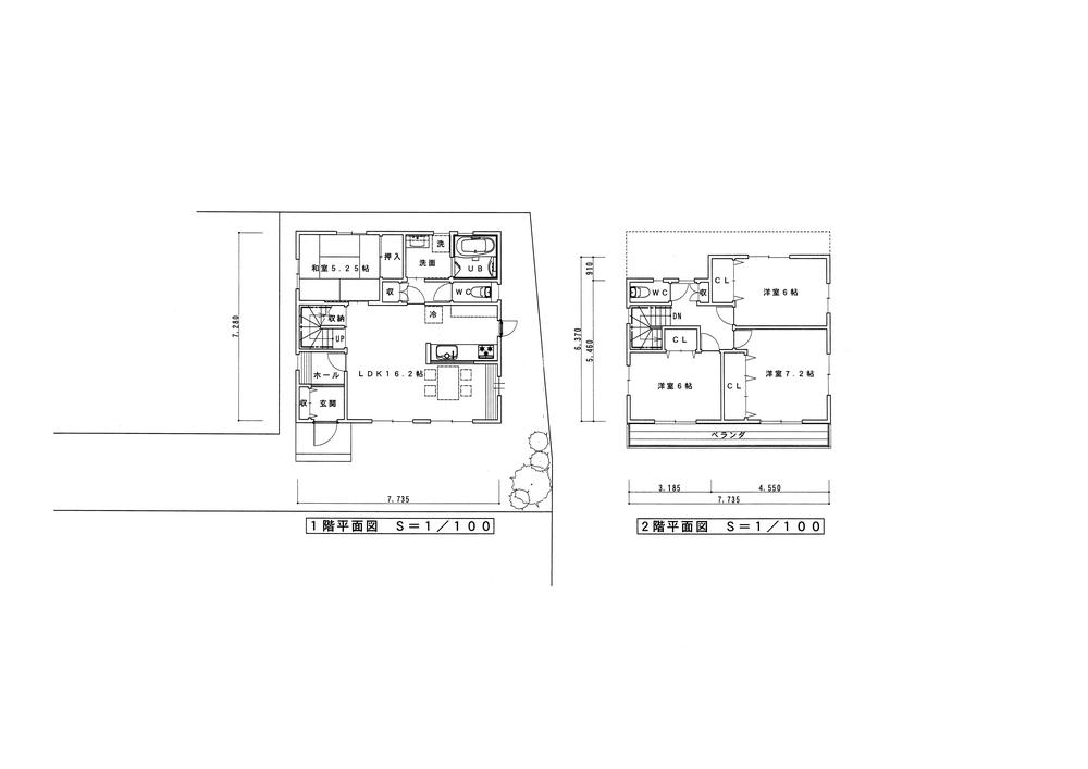 Building plan example (floor plan). Building plan example 4LDK, Land price 12 million yen, Land area 177.72 sq m , Building price 22,250,000 yen, Building area 104.33 sq m