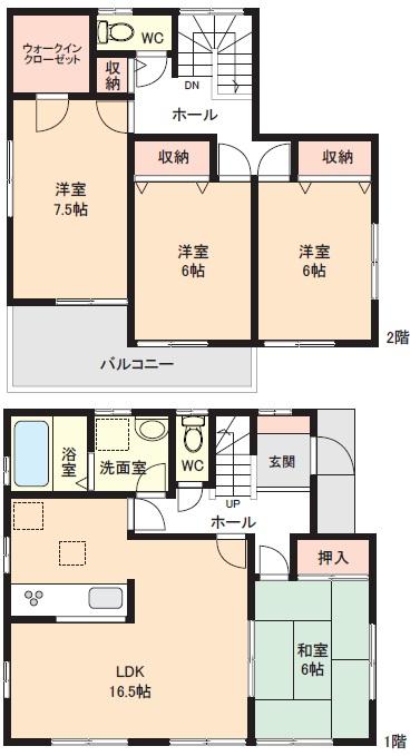 Floor plan. (Building 2), Price 20.5 million yen, 4LDK+S, Land area 145.25 sq m , Building area 105.59 sq m