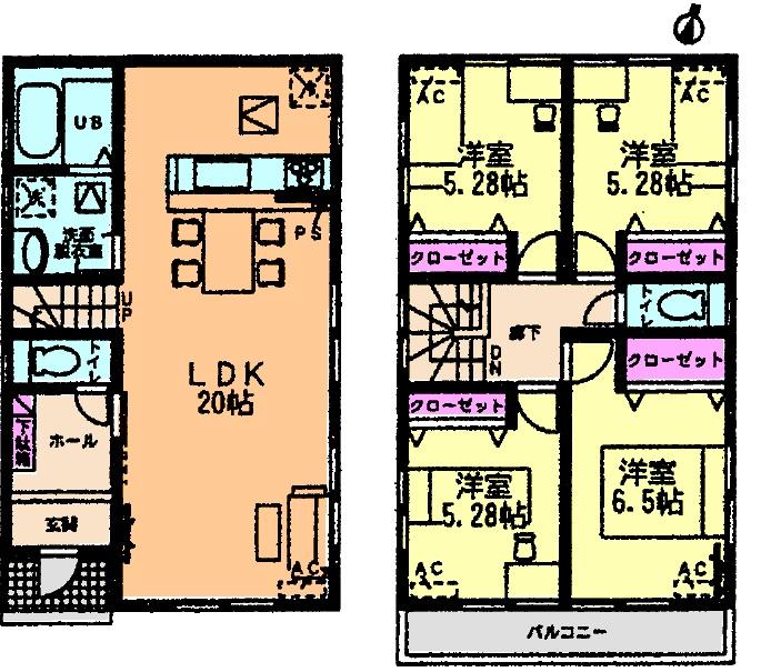 Floor plan. (1 Building), Price 22,800,000 yen, 4LDK, Land area 138.19 sq m , Building area 97.72 sq m