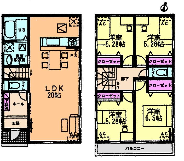 Floor plan. (3 Building), Price 22,800,000 yen, 4LDK, Land area 119.78 sq m , Building area 97.72 sq m