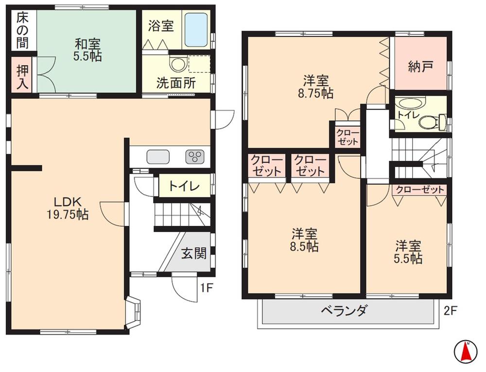 Floor plan. 17,900,000 yen, 4LDK + S (storeroom), Land area 130.71 sq m , Building area 110.96 sq m