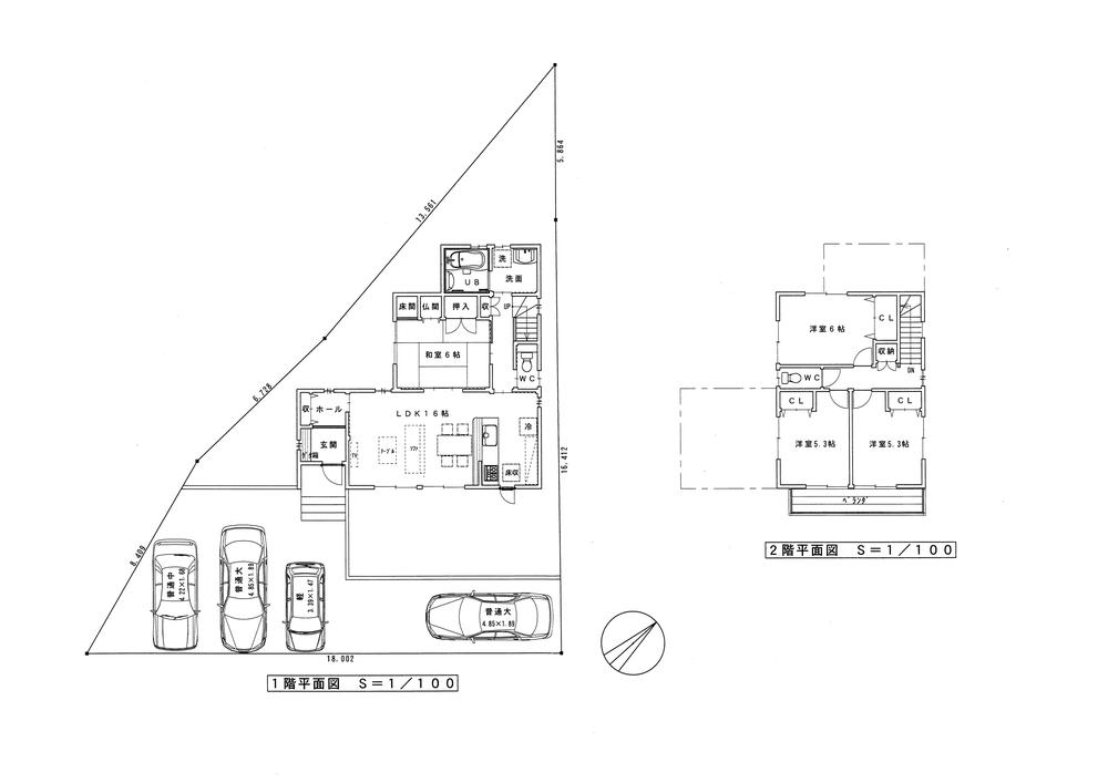 Compartment view + building plan example. Building plan example 4LDK, Land price 14.8 million yen, Land area 213.68 sq m , Building price 20.5 million yen, Building area 99.37 sq m
