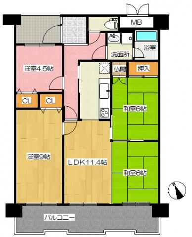Floor plan. 4LDK, Price 10.8 million yen, Occupied area 79.03 sq m , Balcony area 12.26 sq m floor plan