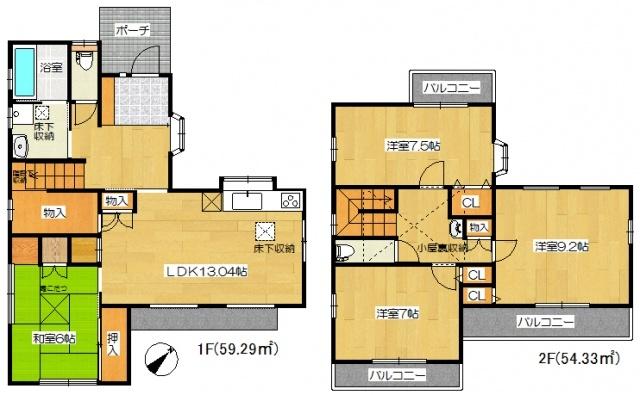Floor plan. 21,800,000 yen, 4LDK, Land area 194.09 sq m , Building area 113.62 sq m floor plan