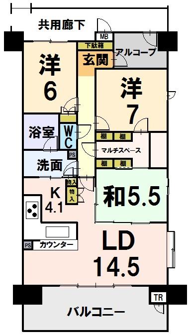 Floor plan. 3LDK, Price 20.8 million yen, Occupied area 86.36 sq m , Balcony area 15.04 sq m floor plan