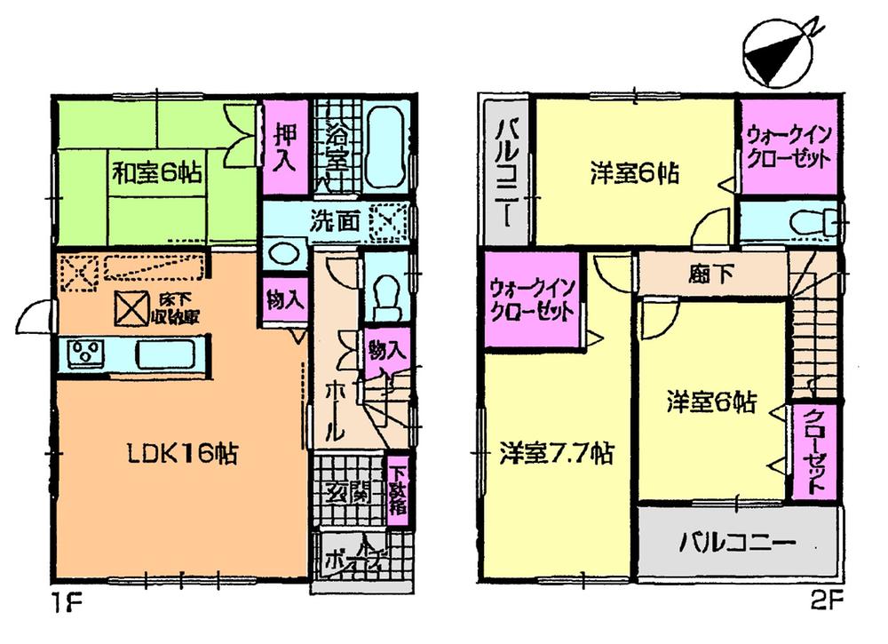 Floor plan. (Building 2), Price 31,800,000 yen, 4LDK, Land area 132.34 sq m , Building area 98.83 sq m