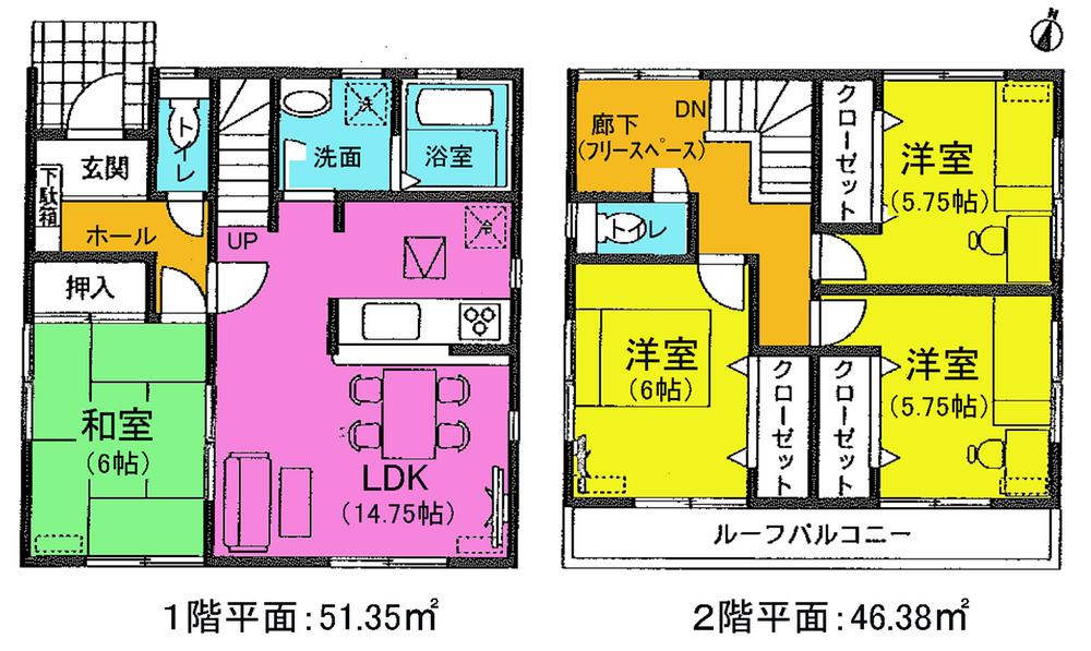 Floor plan. (4 Building), Price 21.9 million yen, 4LDK, Land area 145.37 sq m , Building area 97.73 sq m