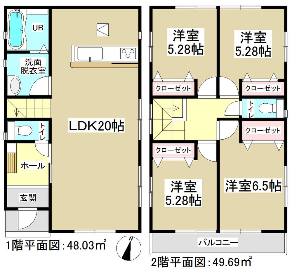 Floor plan. (1 Building), Price 22,800,000 yen, 4LDK, Land area 138.19 sq m , Building area 97.72 sq m