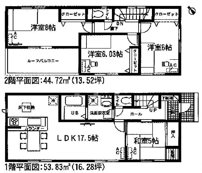 Floor plan. 17.8 million yen, 4LDK, Land area 136.51 sq m , Building area 98.55 sq m