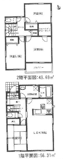 Floor plan. (3 Building), Price 22,800,000 yen, 4LDK, Land area 148.5 sq m , Building area 106 sq m
