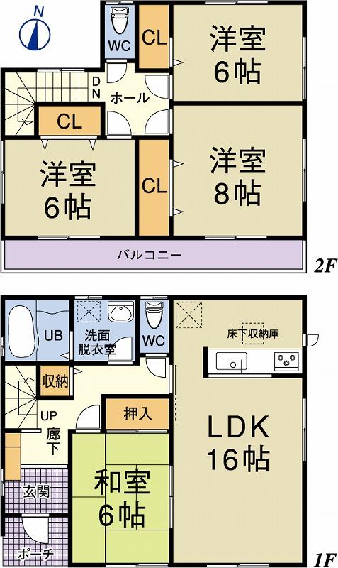 Floor plan. 16.8 million yen, 4LDK, Land area 182.79 sq m , Building area 104.34 sq m