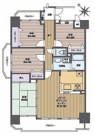Floor plan. 4LDK, Price 12.3 million yen, Occupied area 83.21 sq m , Balcony area 18.34 sq m   ■ 4LDK