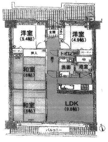 Floor plan. 4LDK, Price 10.8 million yen, Occupied area 74.19 sq m , Balcony area 9.82 sq m