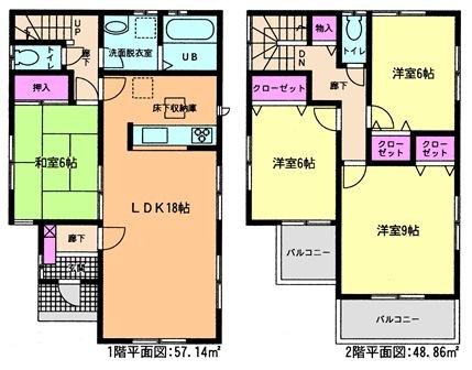 Floor plan. 32,800,000 yen, 4LDK, Land area 138.33 sq m , Building area 106 sq m all room 6 quires more! 