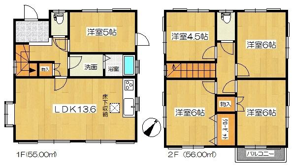 Floor plan. 24,800,000 yen, 5LDK, Land area 185.13 sq m , Building area 111 sq m floor plan
