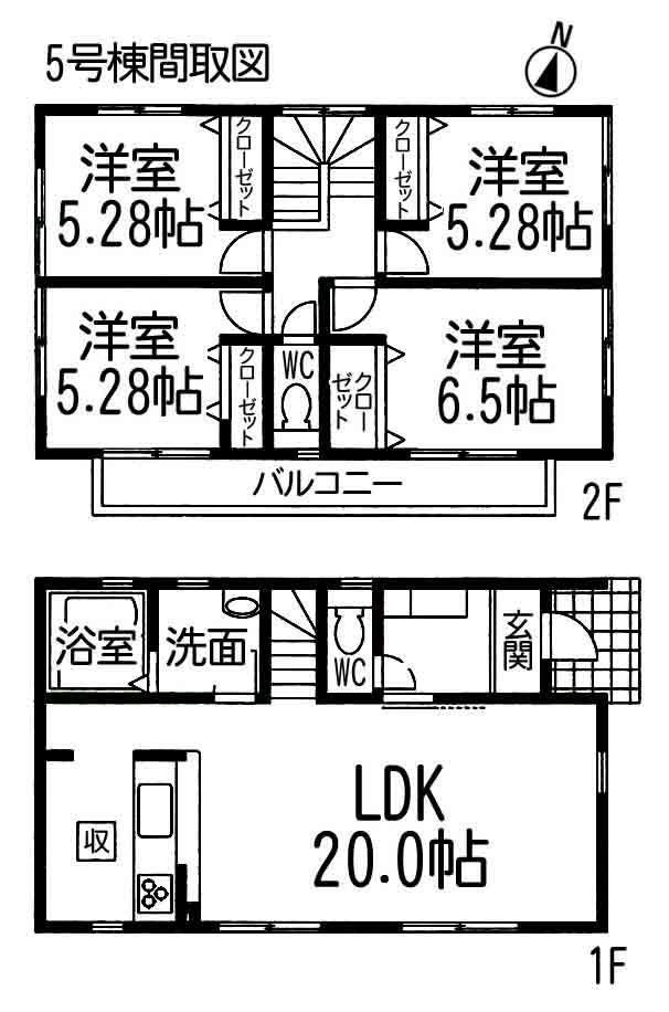Floor plan. 21.5 million yen, 4LDK, Land area 148 sq m , Building area 97.72 sq m