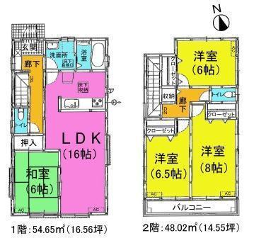 Floor plan. Price 26,800,000 yen, 4LDK, Land area 211.57 sq m , Building area 105.17 sq m