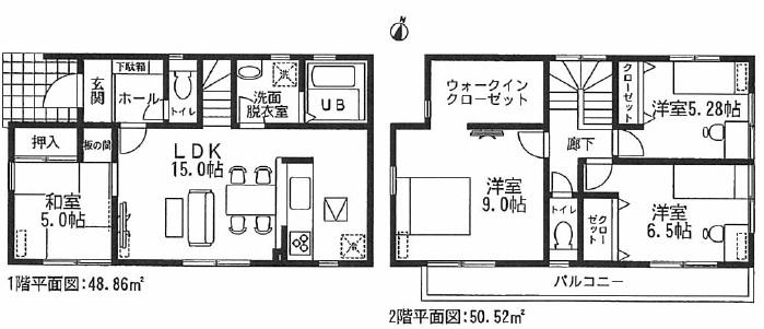 Floor plan. (6 Building), Price 22,900,000 yen, 4LDK, Land area 148 sq m , Building area 99.38 sq m
