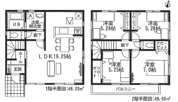 Floor plan. (7 Building), Price 18.9 million yen, 4LDK, Land area 148 sq m , Building area 97.72 sq m