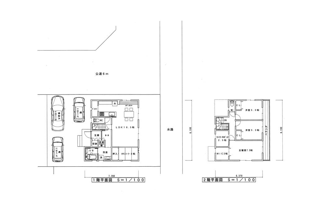 Compartment view + building plan example. Building plan example 4LDK + 2S, Land price 1.3 million yen, Land area 150.62 sq m , Building price 21,420,000 yen, Building area 103.51 sq m