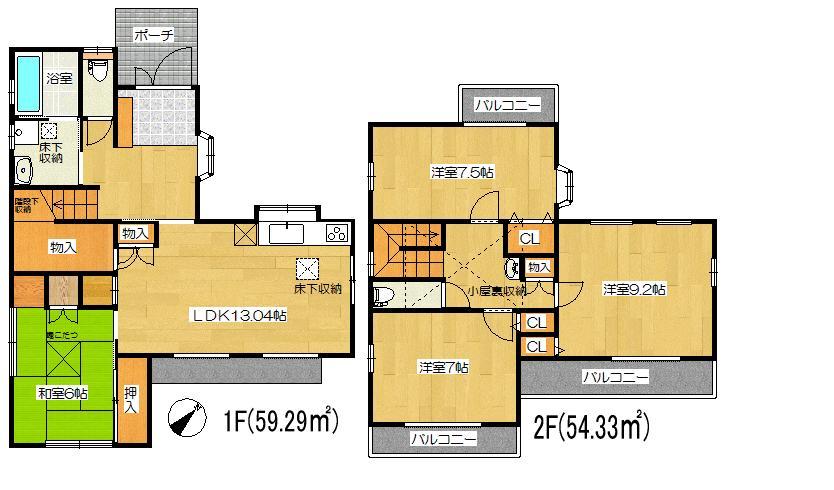 Floor plan. 21,800,000 yen, 4LDK, Land area 194.09 sq m , Building area 113.62 sq m floor plan