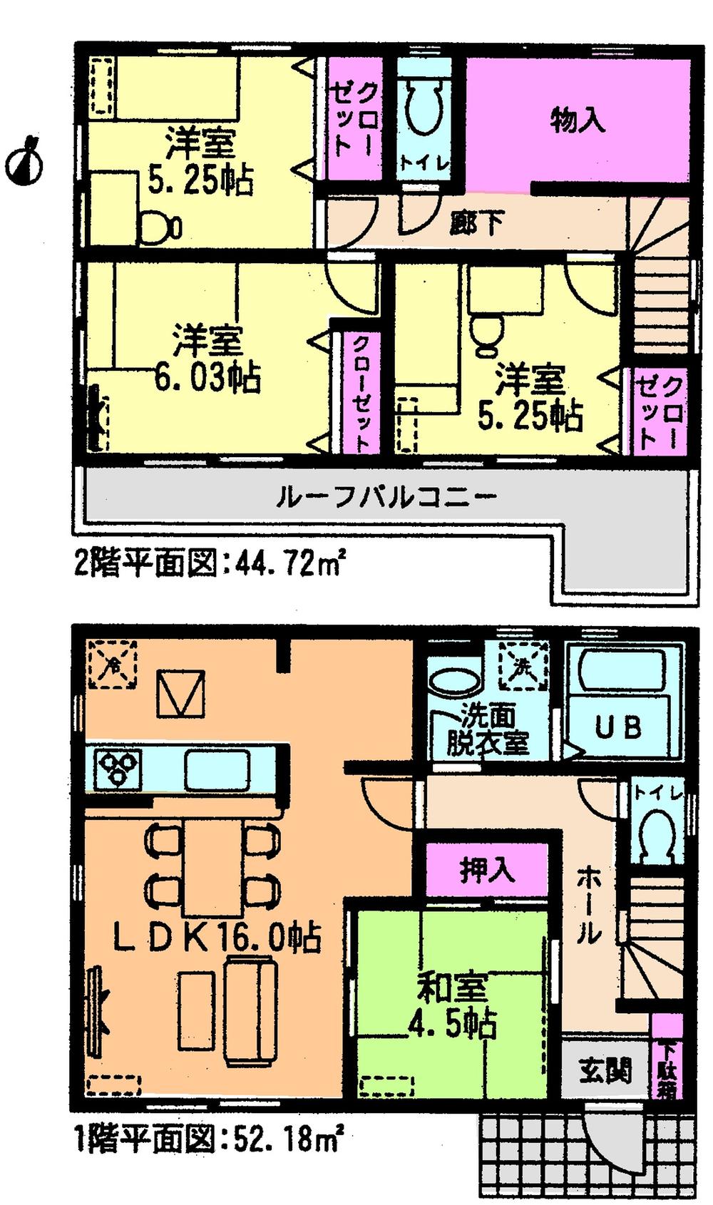 Floor plan. (3 Building), Price 22,800,000 yen, 4LDK, Land area 146.78 sq m , Building area 96.9 sq m