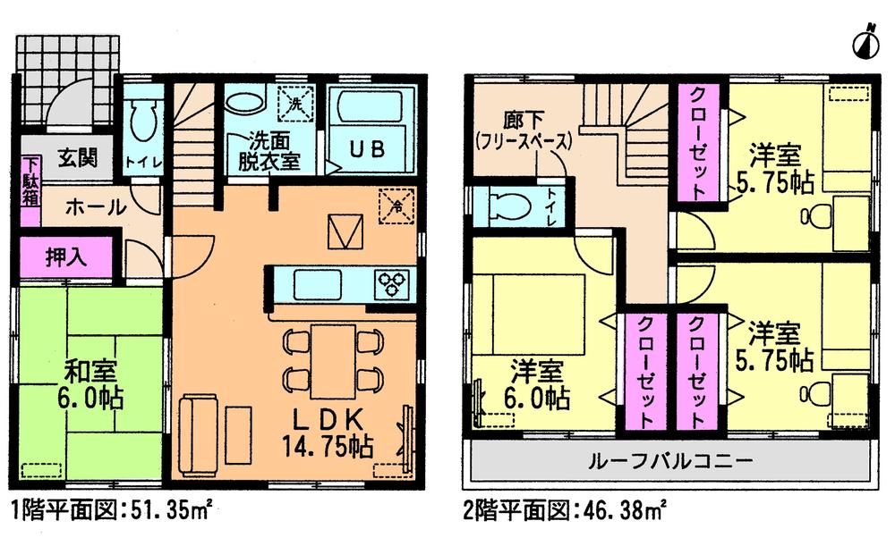 Floor plan. (4 Building), Price 21.9 million yen, 4LDK, Land area 145.37 sq m , Building area 97.73 sq m