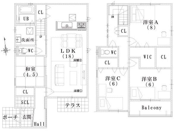 Floor plan. (No. 1 point), Price 27,700,000 yen, 4LDK, Land area 136.73 sq m , Building area 109.92 sq m
