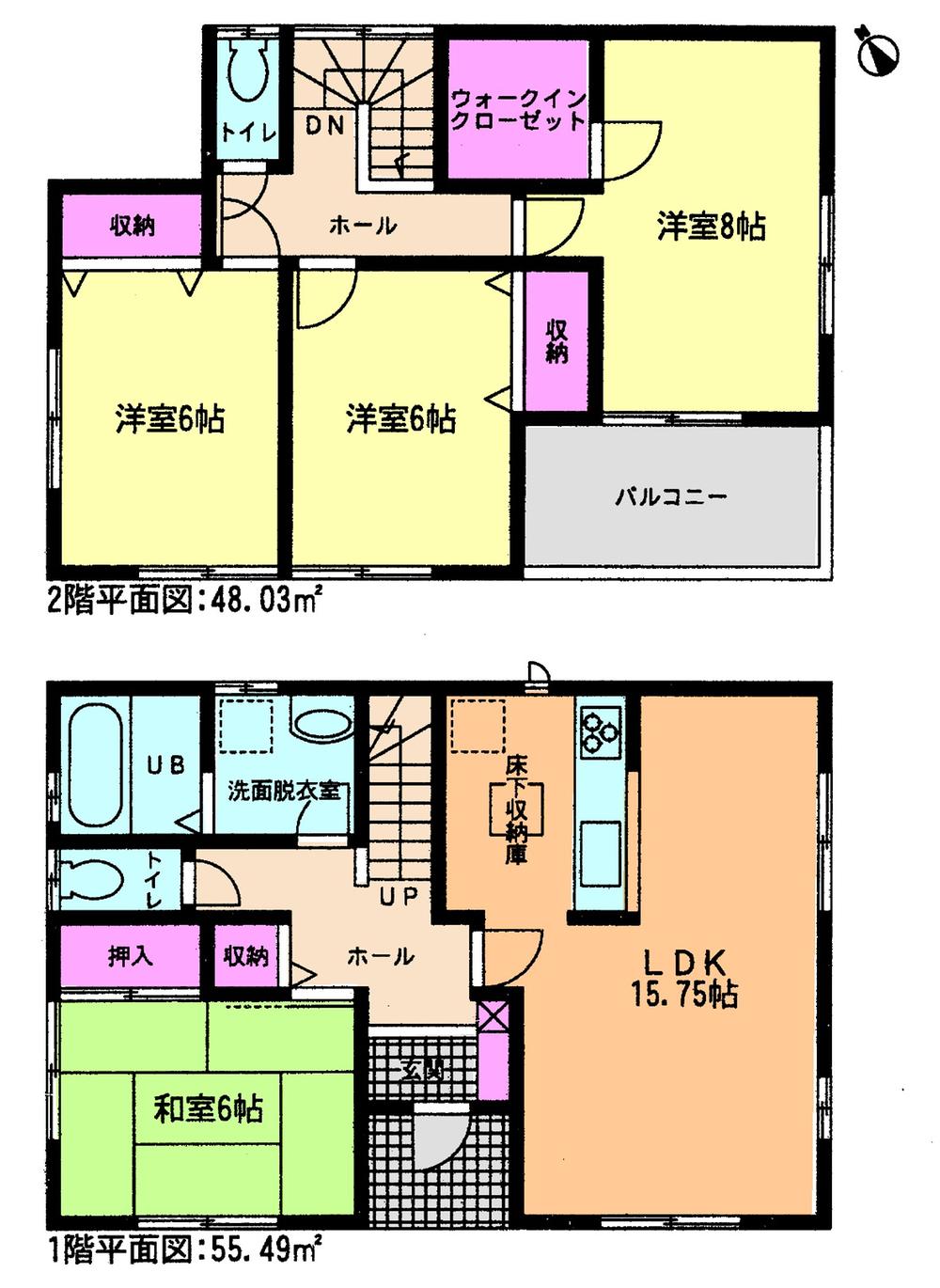 Floor plan. (Building 2), Price 21,800,000 yen, 4LDK, Land area 194.9 sq m , Building area 103.52 sq m